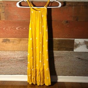 Yellow flowy polka dot summer dress